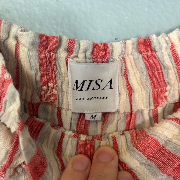 Misa Los Angeles Pink White Off the Shoulder Embroidered Mini Dress Medium Boho - Picture 3 of 12